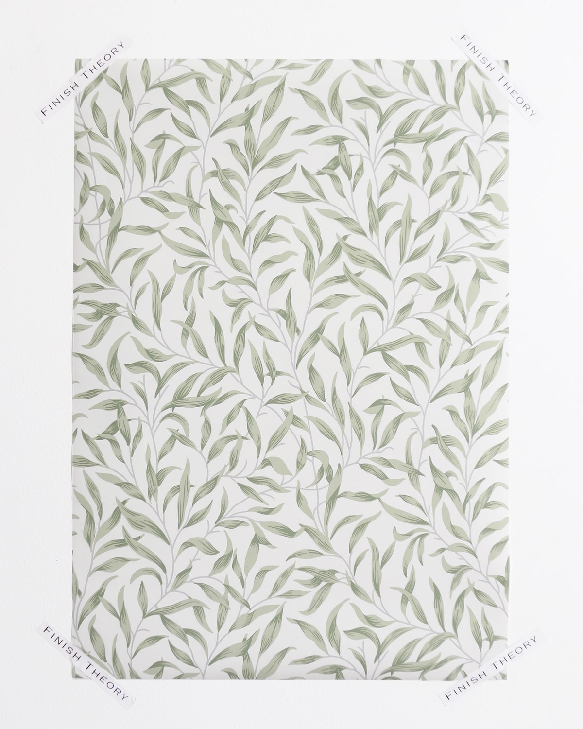 Helice Budding Sage Trailing Willow Leaf Unpasted Wallpaper from Finish Theory