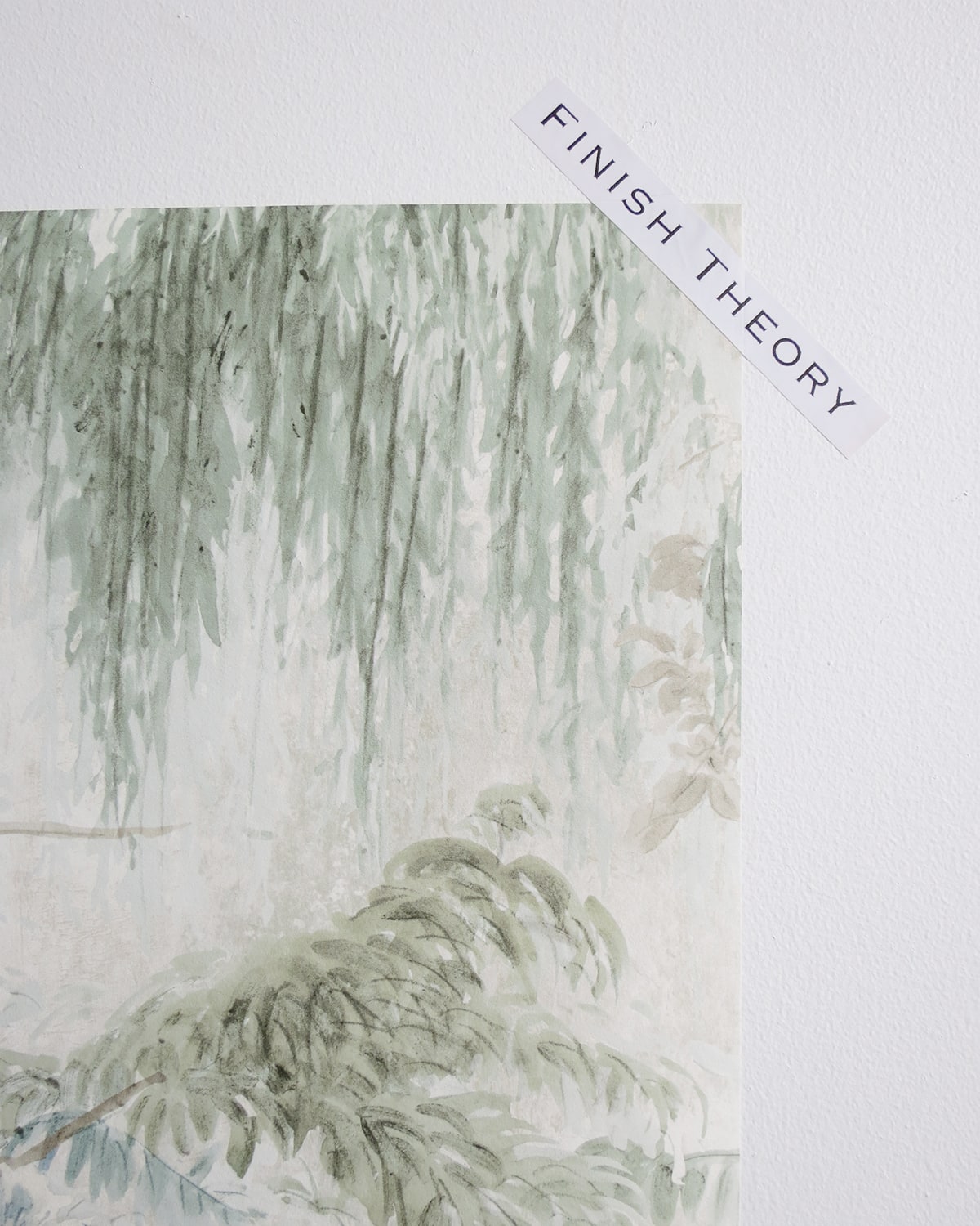 Laylen Green Drizzle Moss Tree Unpasted Wallpaper Detail from Finish Theory