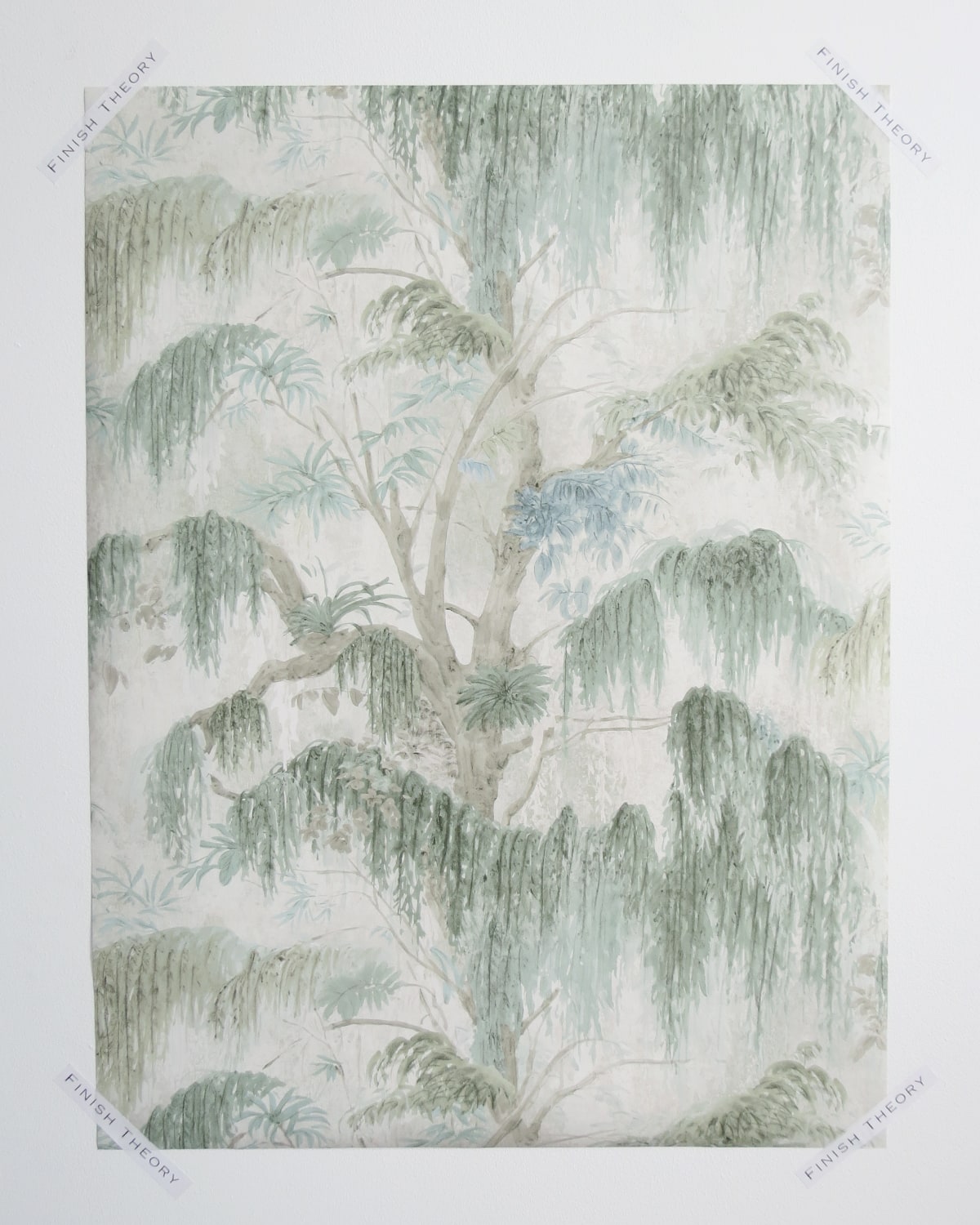 Laylen Green Drizzle Moss Tree Unpasted Wallpaper from Finish Theory