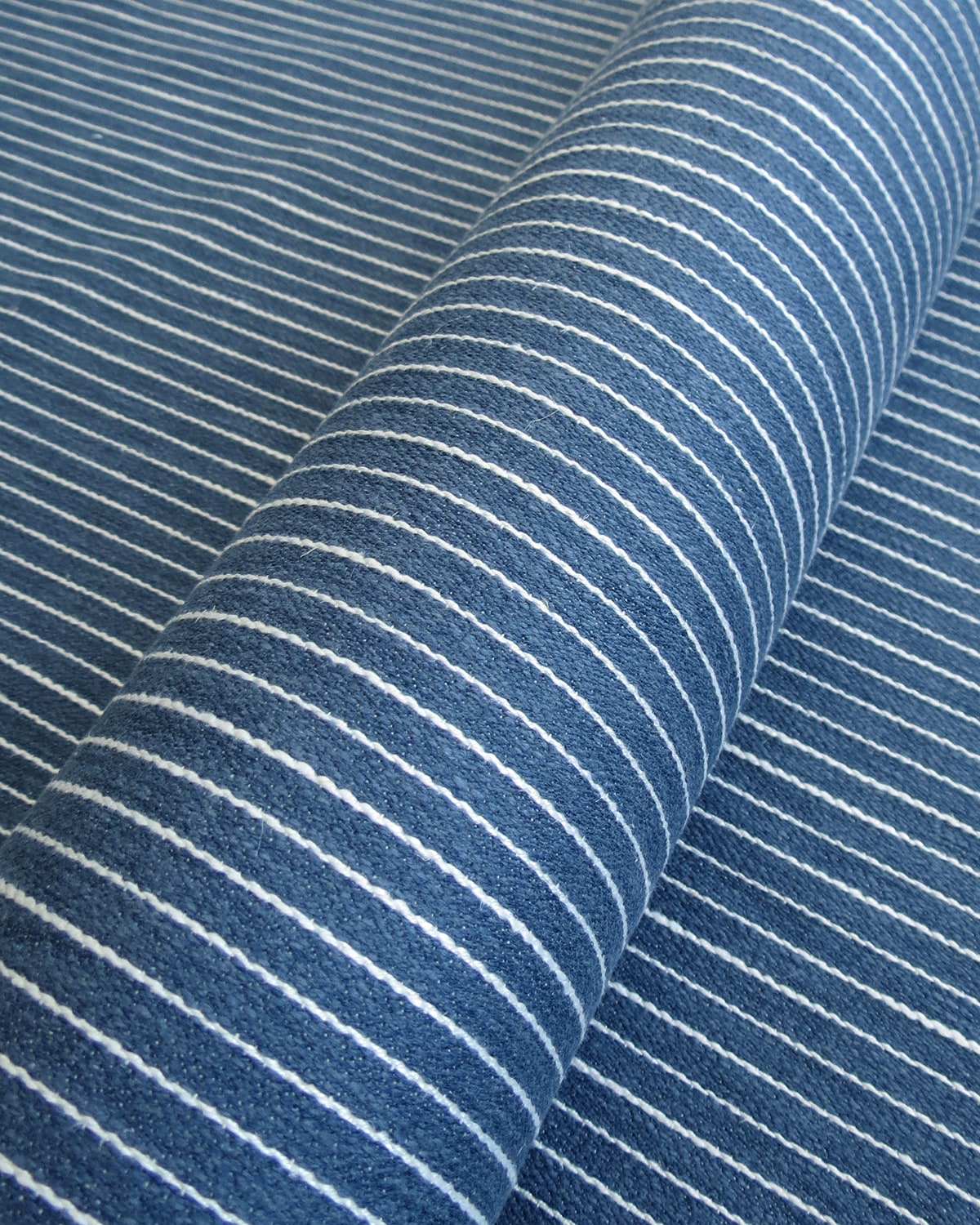 Chivon Blue Jeans Jacquard Striped Fabric Roll at Finish Theory
