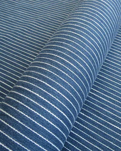 Chivon Blue Jeans Jacquard Striped Fabric Roll at Finish Theory