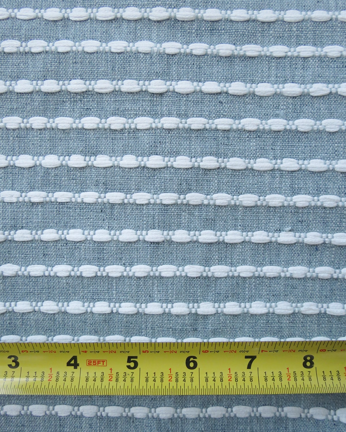 FTTEX10121 Elevena Rain Mist Woven Textured Stripe Fabric Scale at Finish Theory