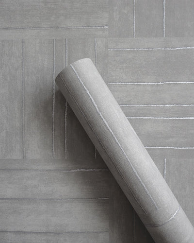 Furth Stoneware Brushed Stripe Block Unpasted Grey Wallpaper Roll from Finish Theory