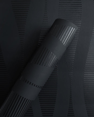 Selina Obsidian Striped Shapes Unpasted Wallpaper