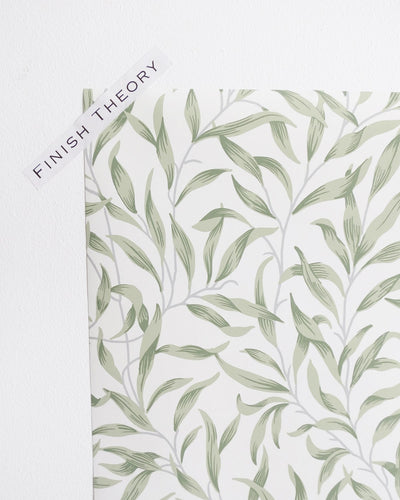 Helice Budding Sage Trailing Willow Leaf Unpasted Wallpaper Leaf from Finish Theory