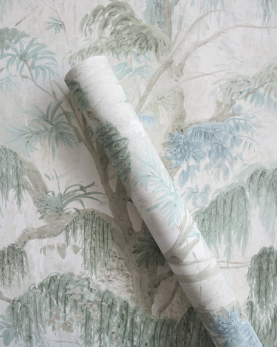 Laylen Green Drizzle Moss Tree Unpasted Wallpaper Roll from Finish Theory