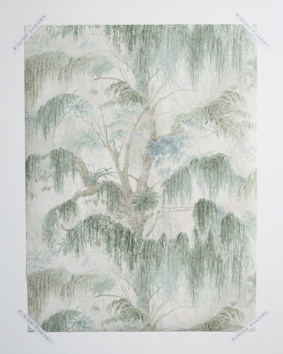 Laylen Green Drizzle Moss Tree Unpasted Wallpaper from Finish Theory