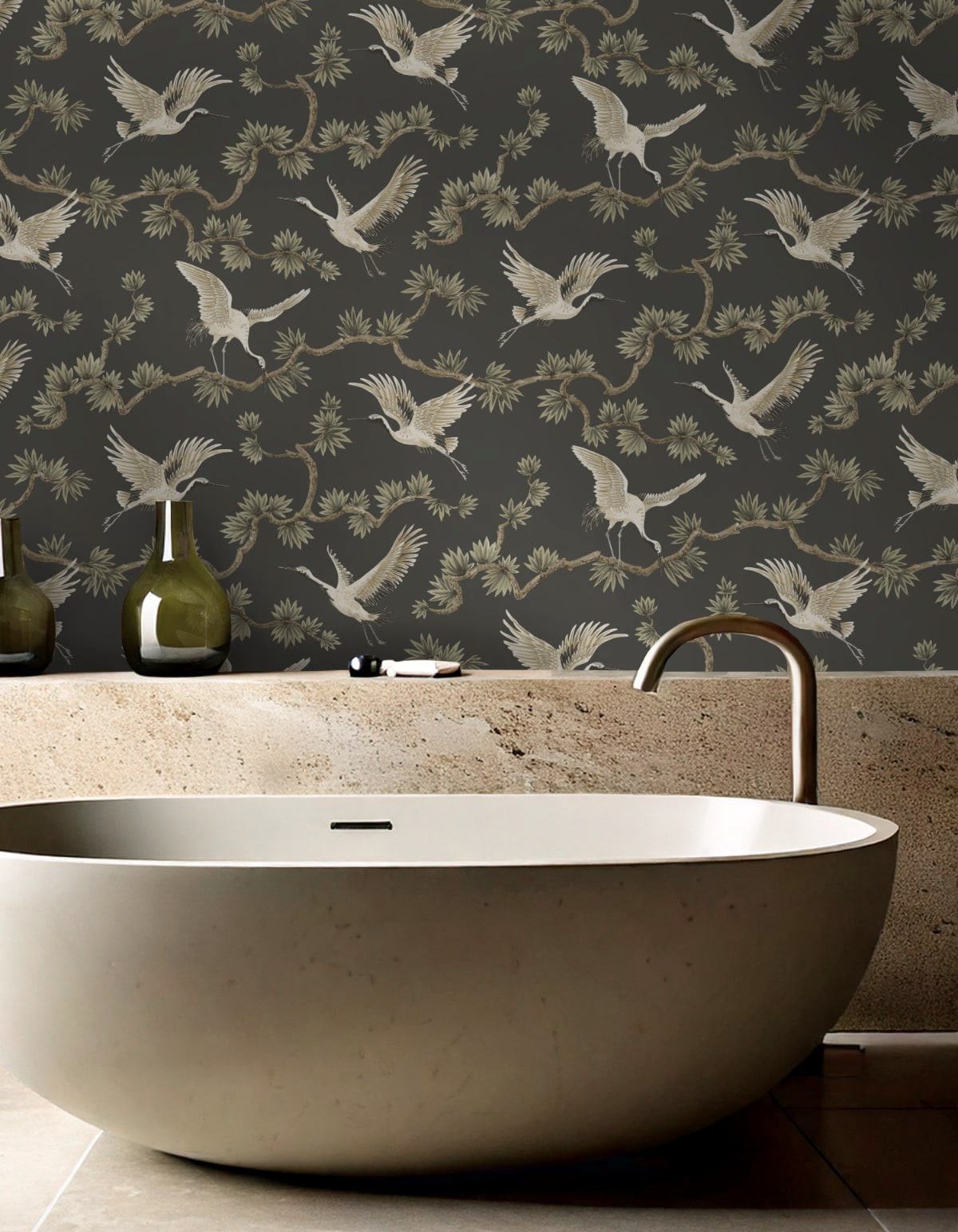 Horicon Gauntlet Crane Marsh Unpasted Wallpaper Bathroom from Finish Theory