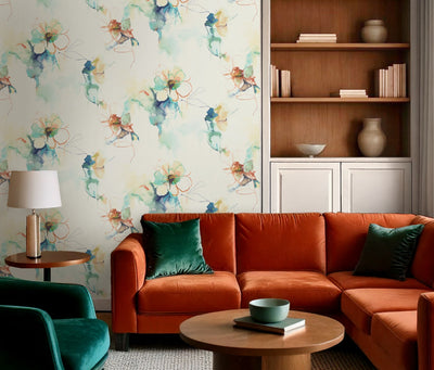 Breelan Lava Spring Abstract Watercolor Floral Unpasted Wallpaper Living Room from Finish Theory