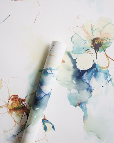 Breelan Lava Spring Abstract Watercolor Floral Unpasted Wallpaper roll from Finish Theory