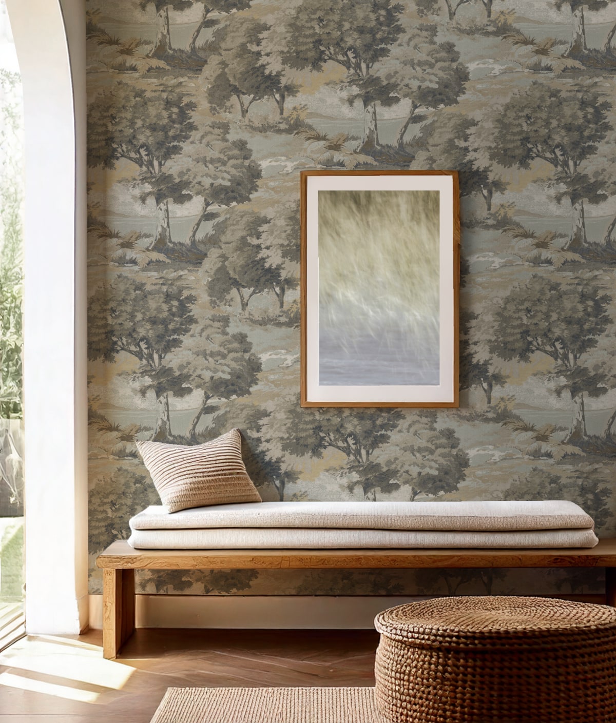 Bentel Cliffstone Tree Bank Botanical Unpasted Wallpaper Entryway from Finish Theory