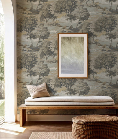 Bentel Cliffstone Tree Bank Botanical Unpasted Wallpaper Entryway from Finish Theory
