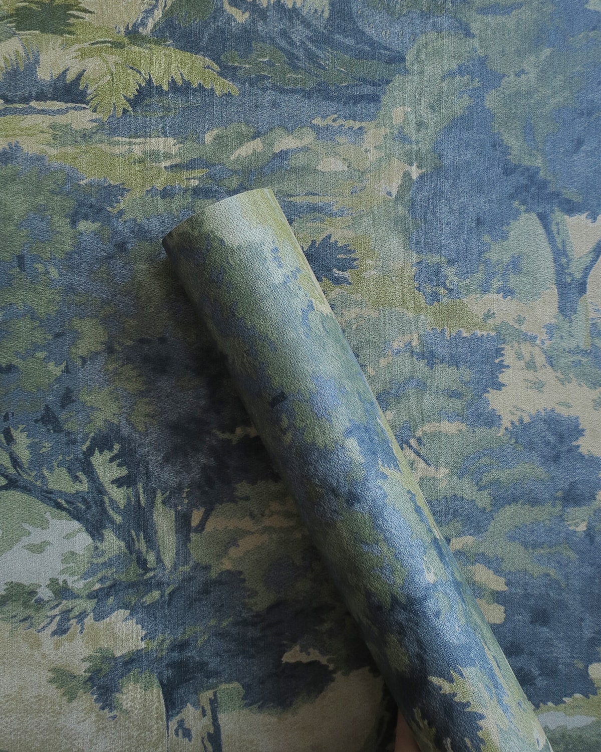 Bentel Green Ochre Tree Bank Botanical Unpasted Wallpaper Roll from Finish Theory