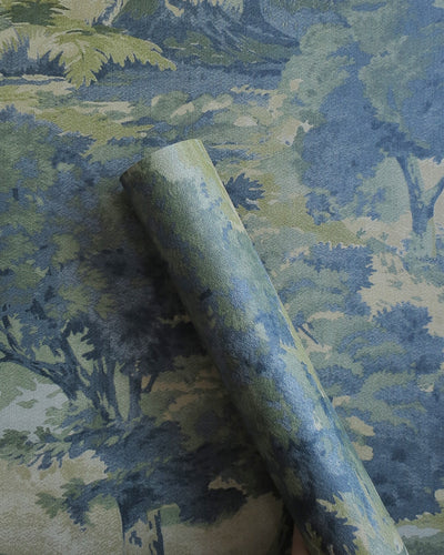 Bentel Green Ochre Tree Bank Botanical Unpasted Wallpaper Roll from Finish Theory