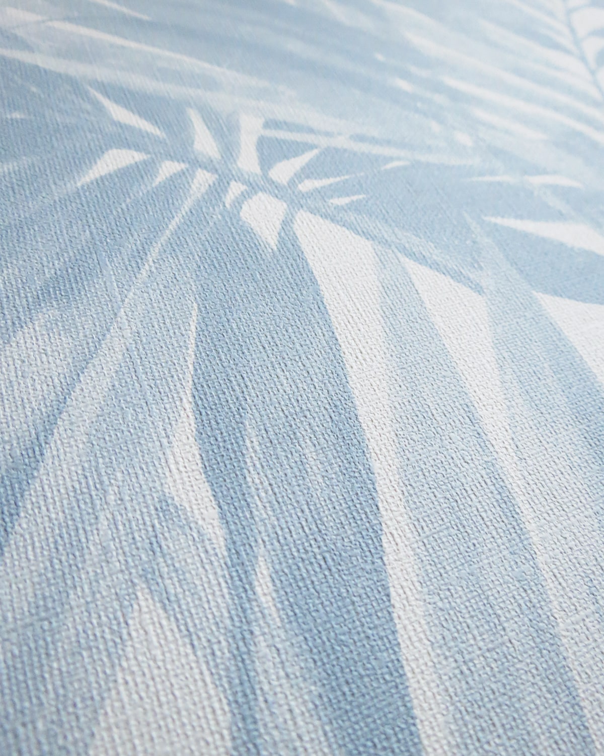 Venia Blue Skies Palm Leaf Unpasted Wallpaper Detail from Finish Theory