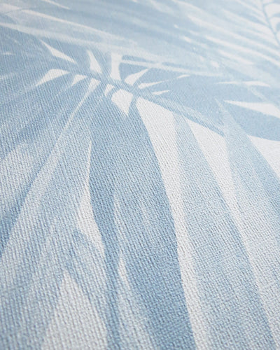 Venia Blue Skies Palm Leaf Unpasted Wallpaper Detail from Finish Theory
